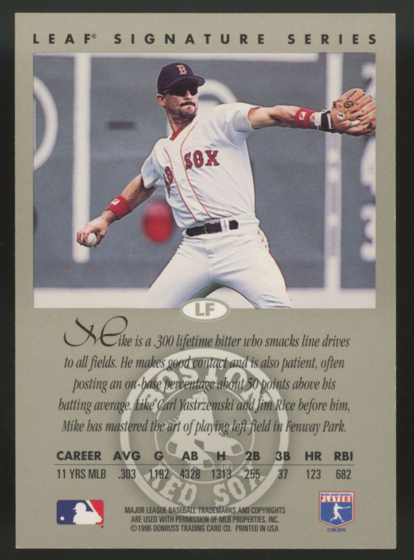 1996 Donruss Leaf Signature Series Mike Greenwell Auto