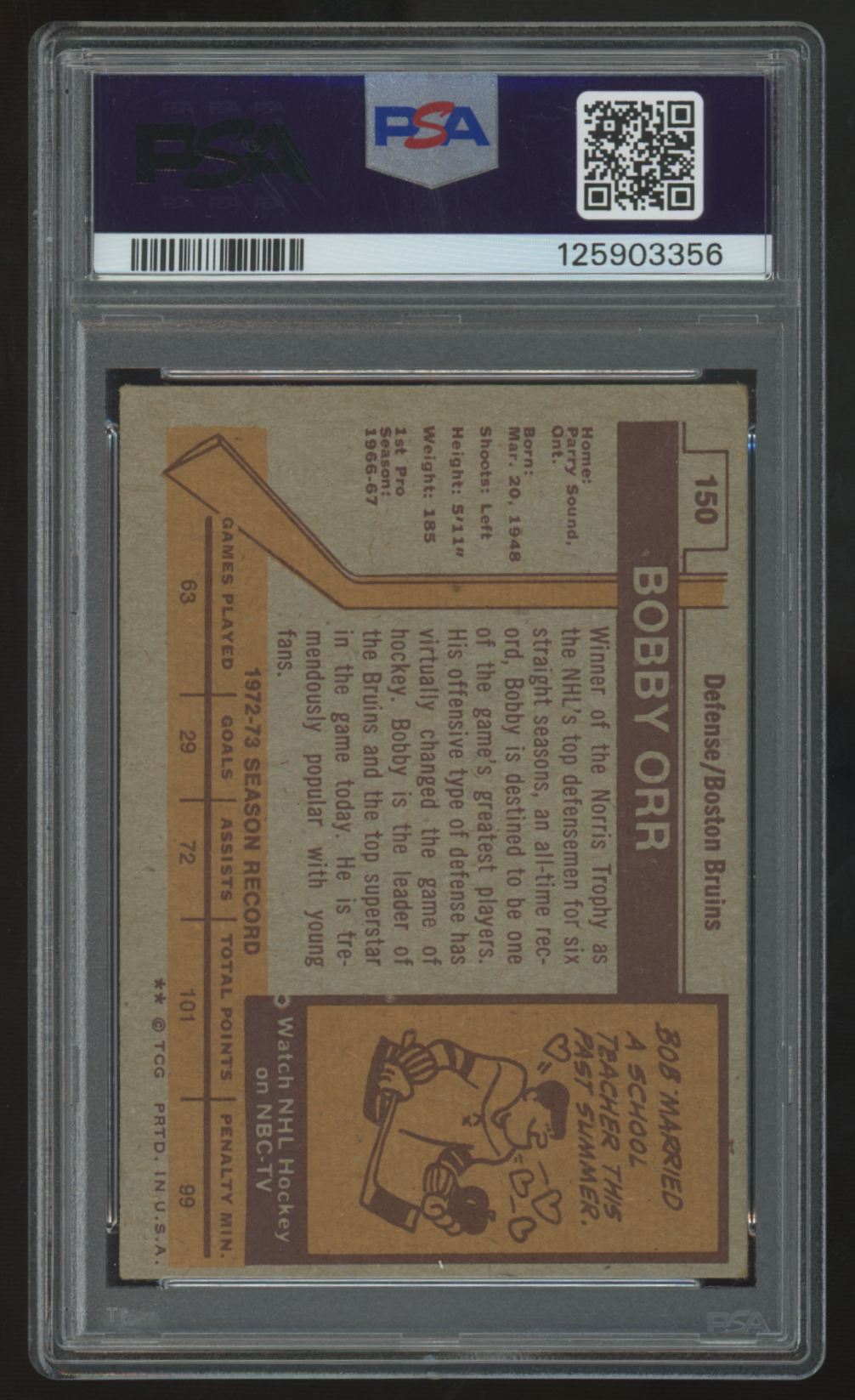 1973-74 Topps Bobb Orr All-Star Auto #150 PSA Authentic