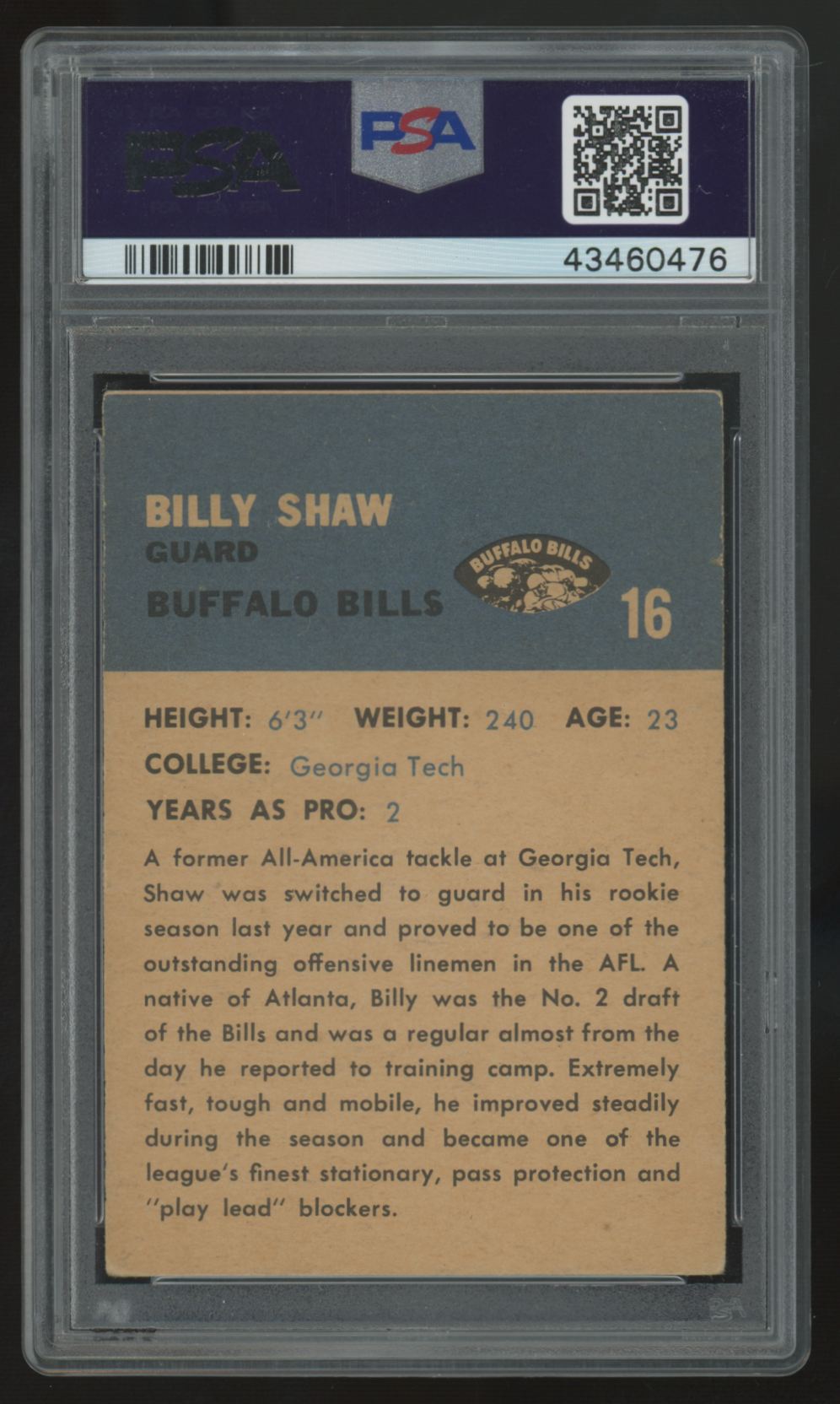 1962 Fleer Billy Shaw RC #16 PSA 4