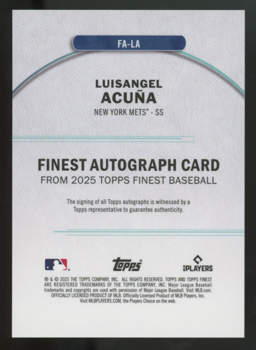 2025 Topps Finest Luisangel Acuna RC Auto #FA-LA
