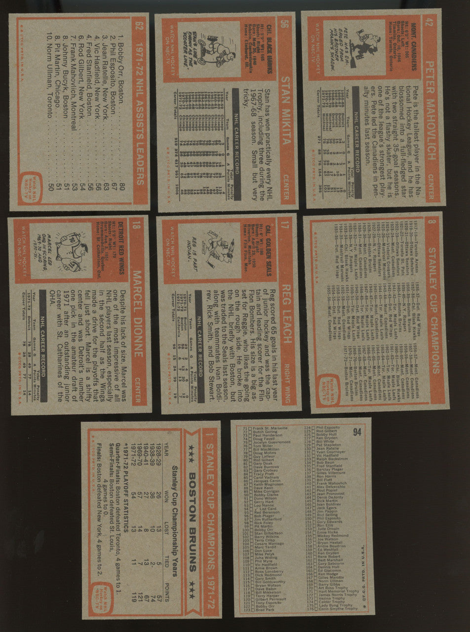 1972/73 Topps Hockey Near Complete Set (151/176) NM-MT