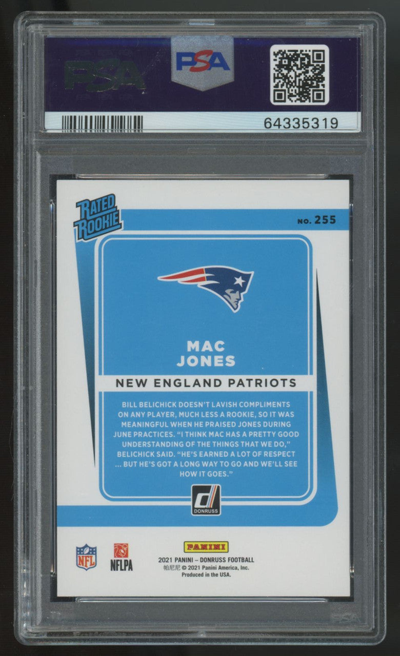 2021 Panini Donruss Mac Jones Rated Rookie Red Press Proof #255 PSA 9