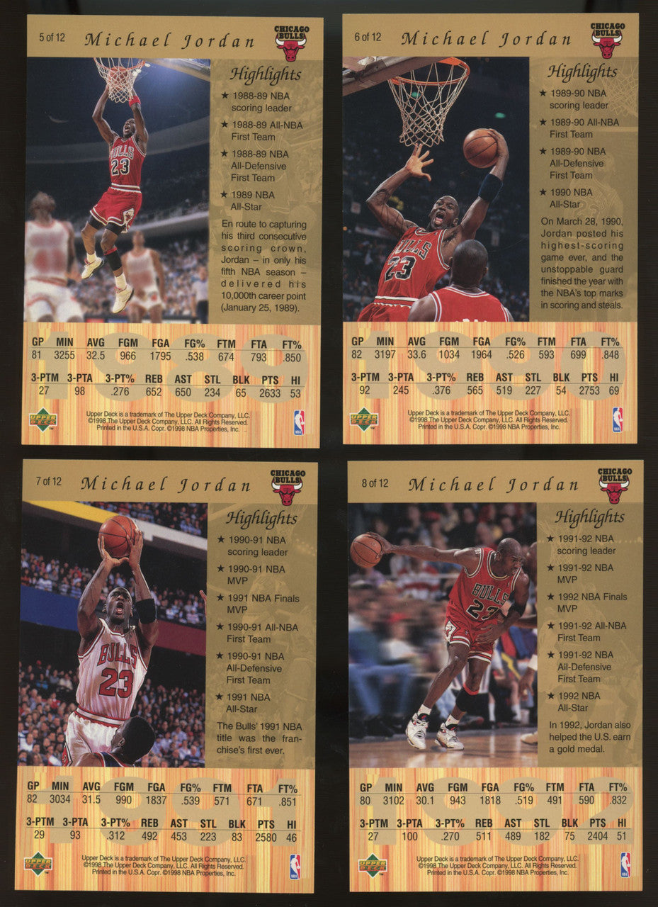 1998 Upper Deck Gatorade Michael Jordan Complete Set (12) Jumbo Oversized