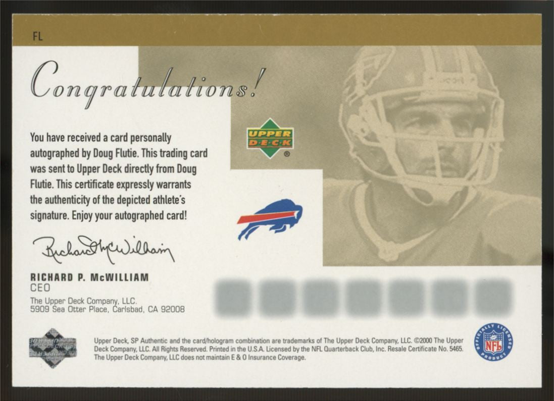 2000 UD SP Authentic Doug Flutie Sign Of The Times Auto #FL