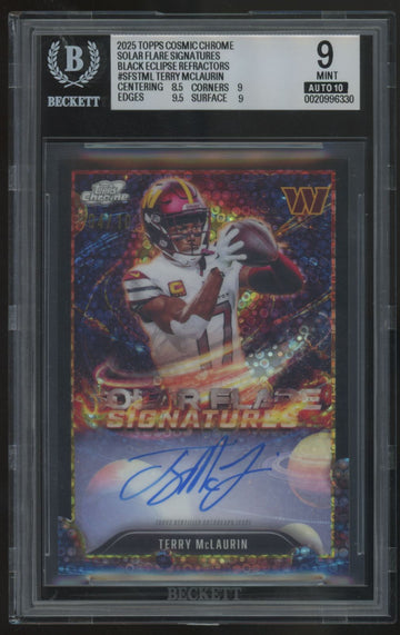 2025 Topps Chrome Cosmic Terry McLaurin Solar Flare Auto Black /10 BGS 9 10