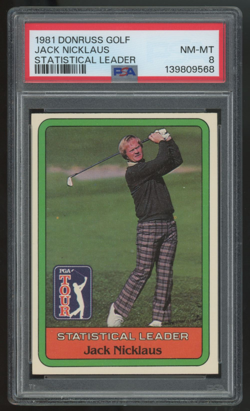 1981 Donruss Golf Jack Nicklaus Statistical Leader PSA 8