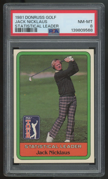 1981 Donruss Golf Jack Nicklaus Statistical Leader PSA 8