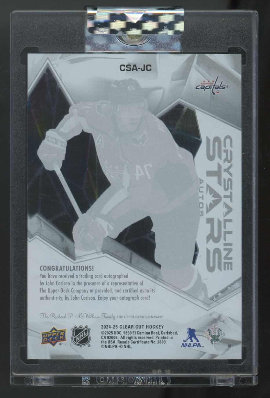 2024-25 Upper Deck Clear Cut John Carlson Crystalline Stars Auto #CSA-JC