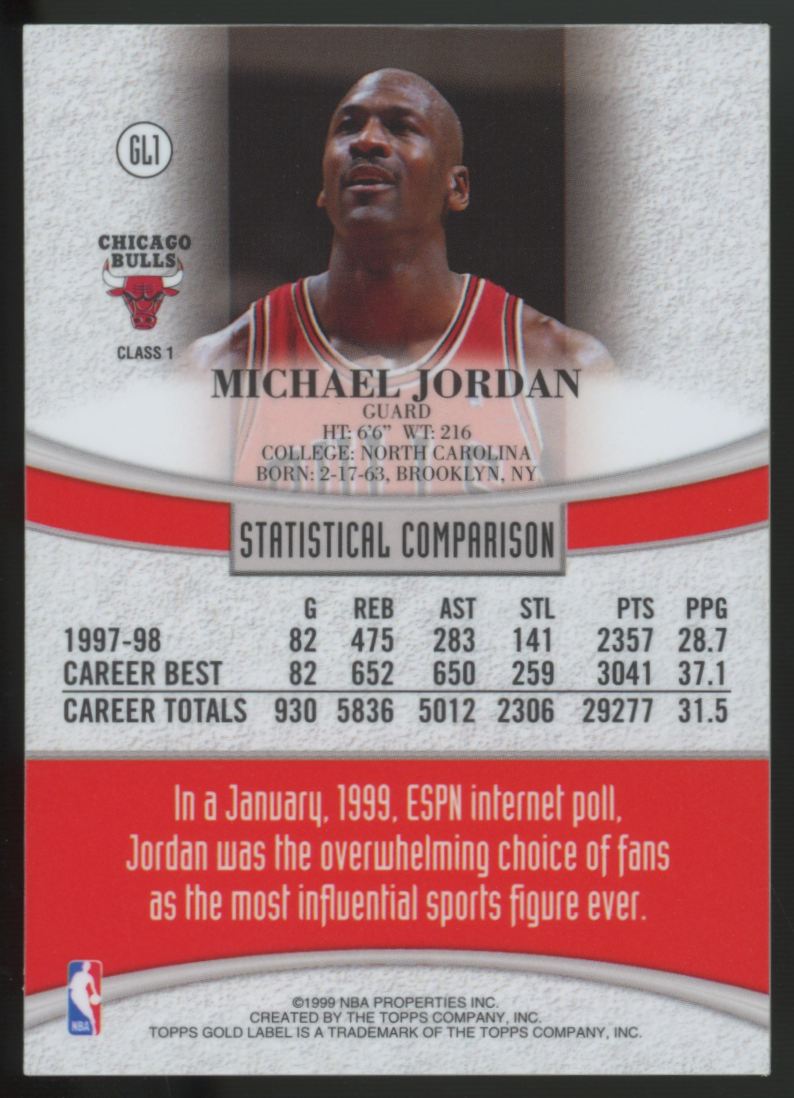 1998-99 Topps Gold Label Michael Jordan #GL1