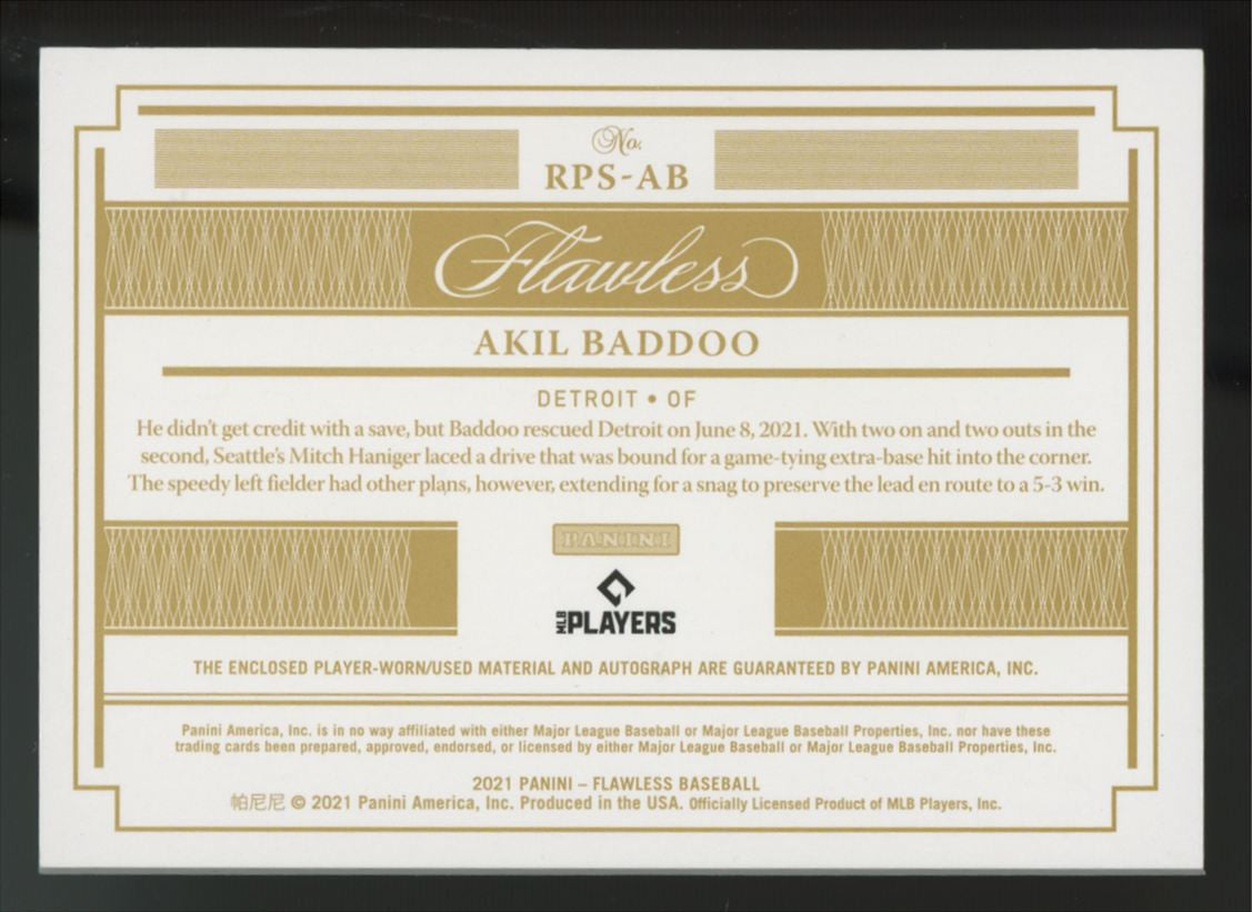 2021 Panini Flawless Akil Baddoo RC Patch Auto RPA /25 #RPS-AB