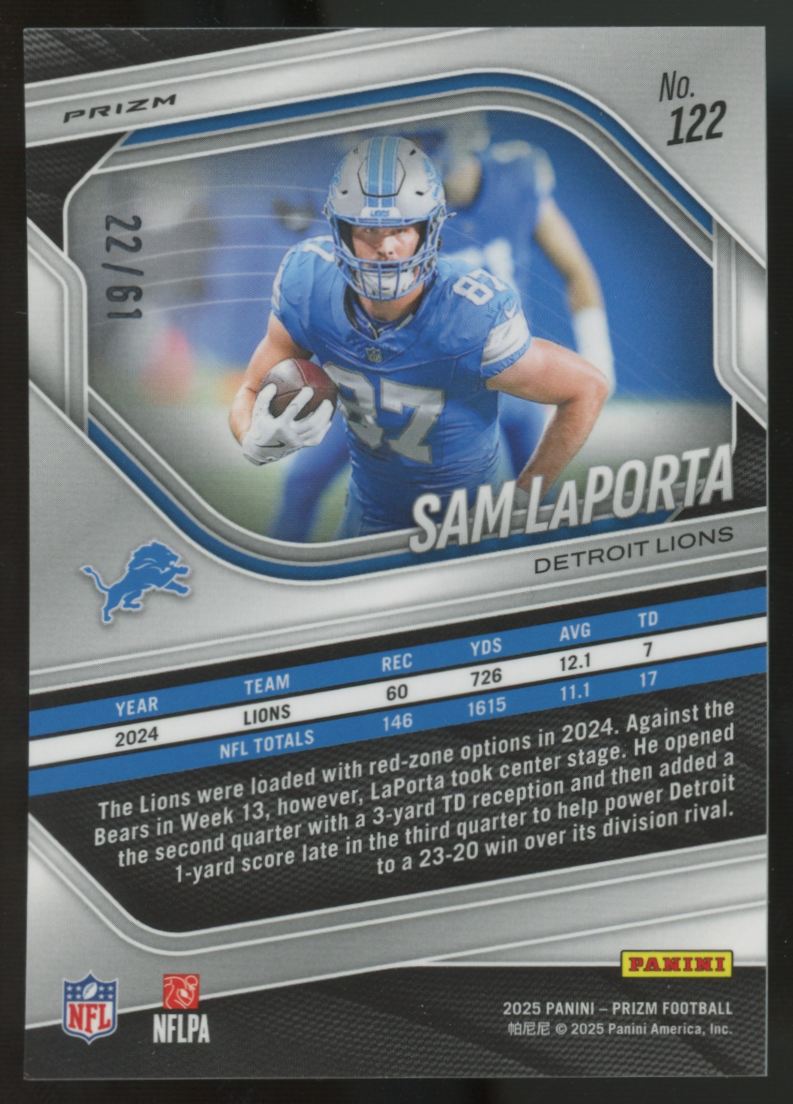 2025 Panini Prizm Sam LaPorta Kangaroo /61 #122