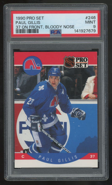 1990-91 Pro Set Paul Gillis 37 On Front - Bloody Nose #246 PSA 9
