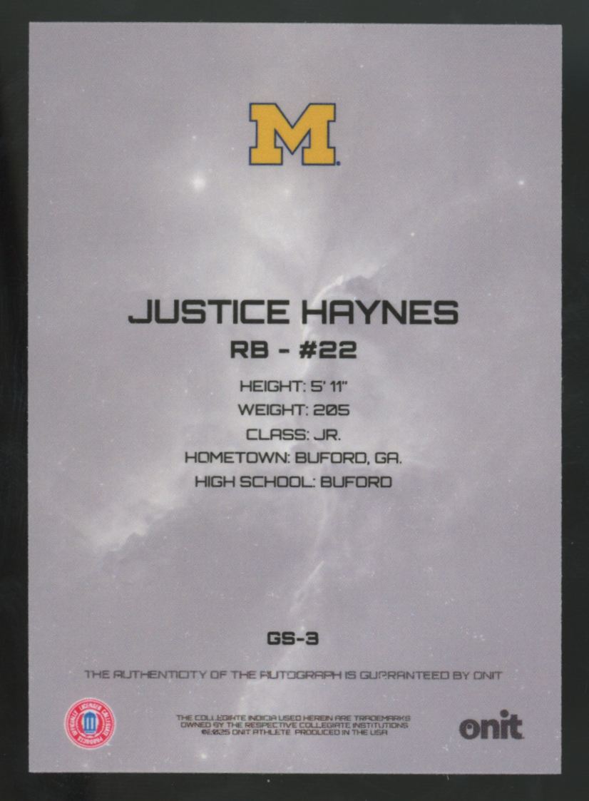 2025 Onit University Of Michigan Justice Haynes Red Dot Auto /9 #GS-3