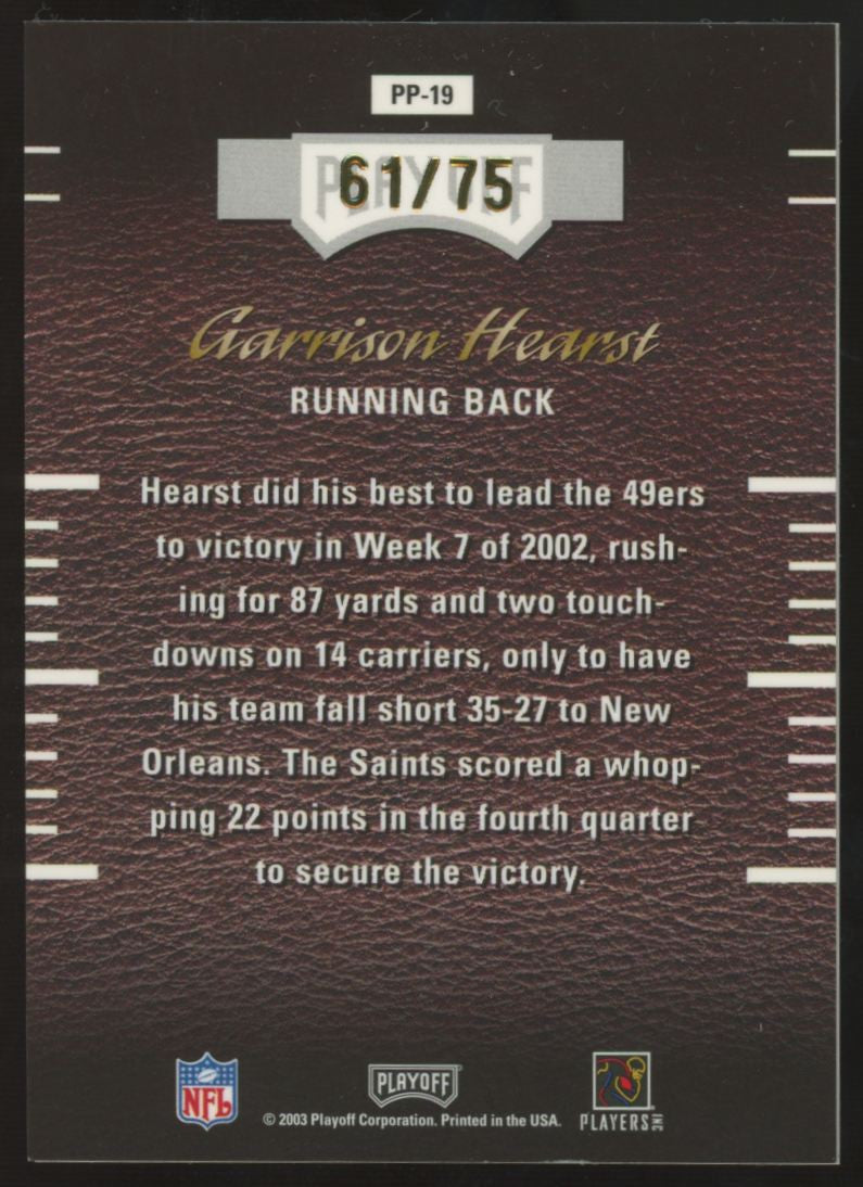 2003 Playoff Hogg Heaven Garrison Hearst Pig Pens Auto /75 #PP-19