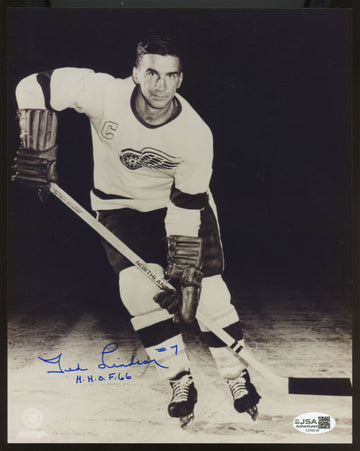 Ted Lindsay Signed Autographed Inscribed 8x10 Photo JSA Cert *518