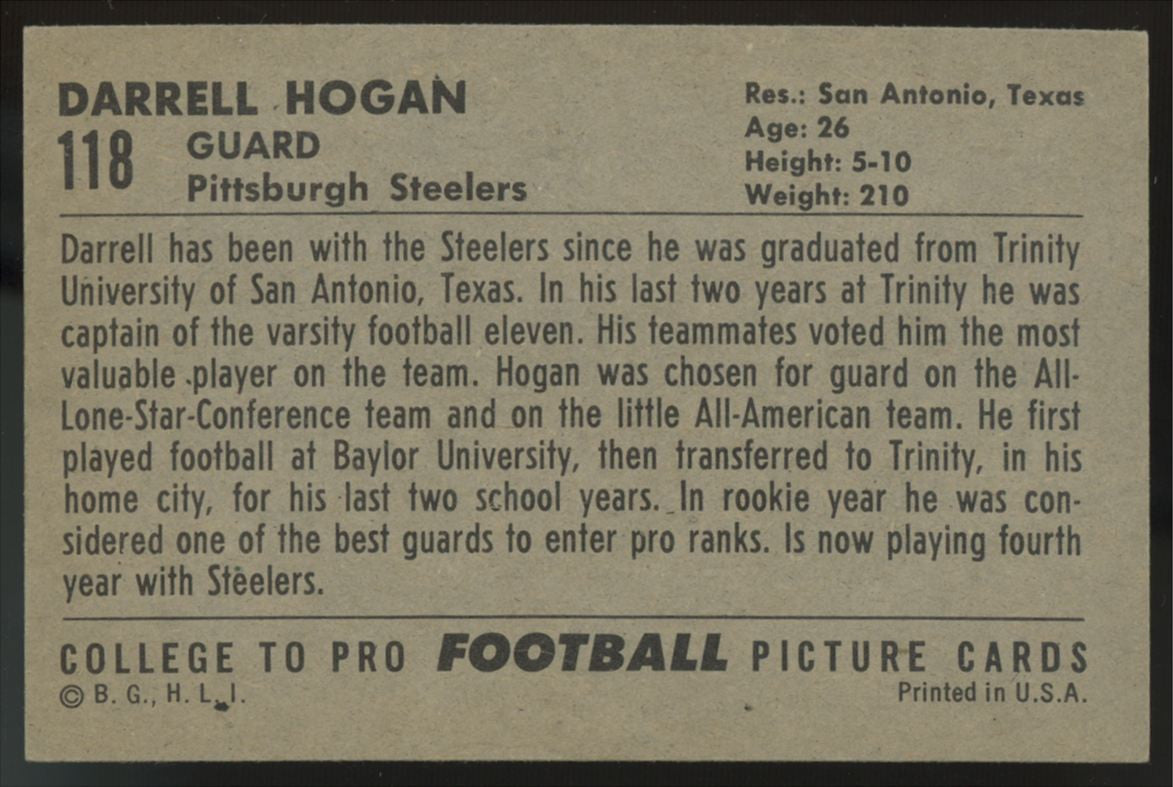 1952 Bowman Large Darrell Hogan #118 EX