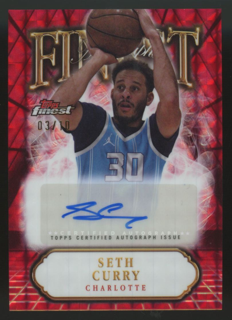 2024-25 Topps Finest Seth Curry Red, Black Vapor Geometric Auto /10 #FA-SC
