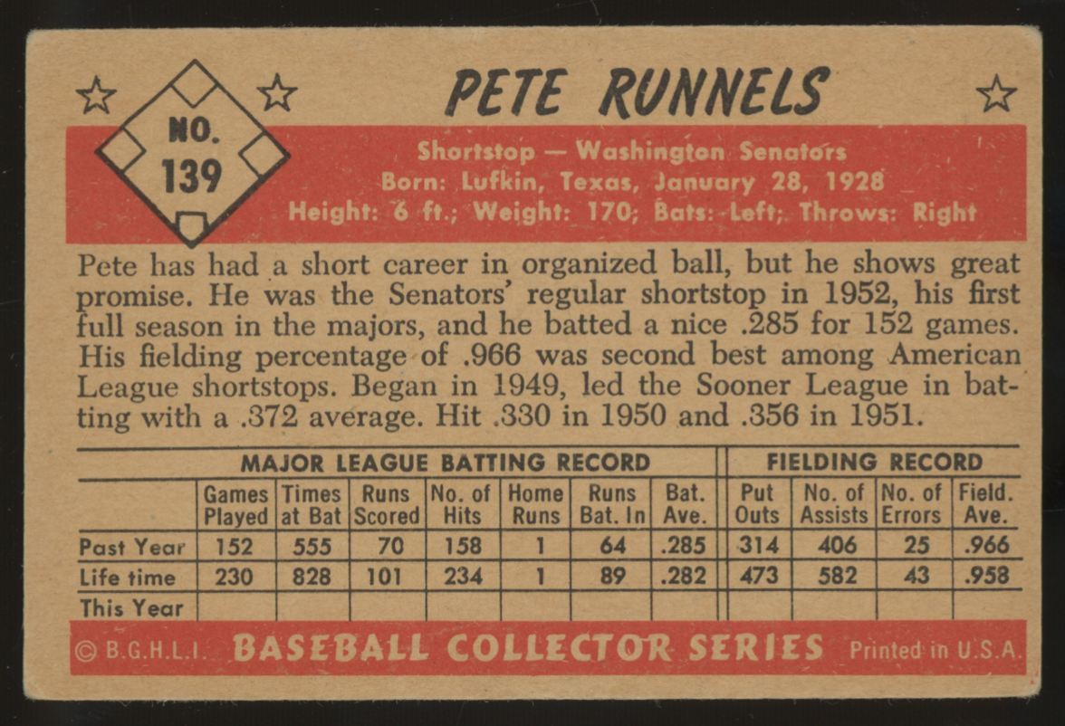 1953 Bowman Pete Runnels #139 EX
