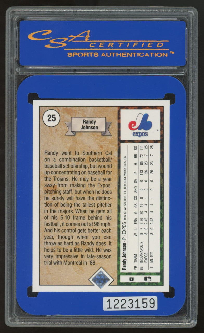 1989 Upper Deck Randy Johnson RC #25 CSA 10