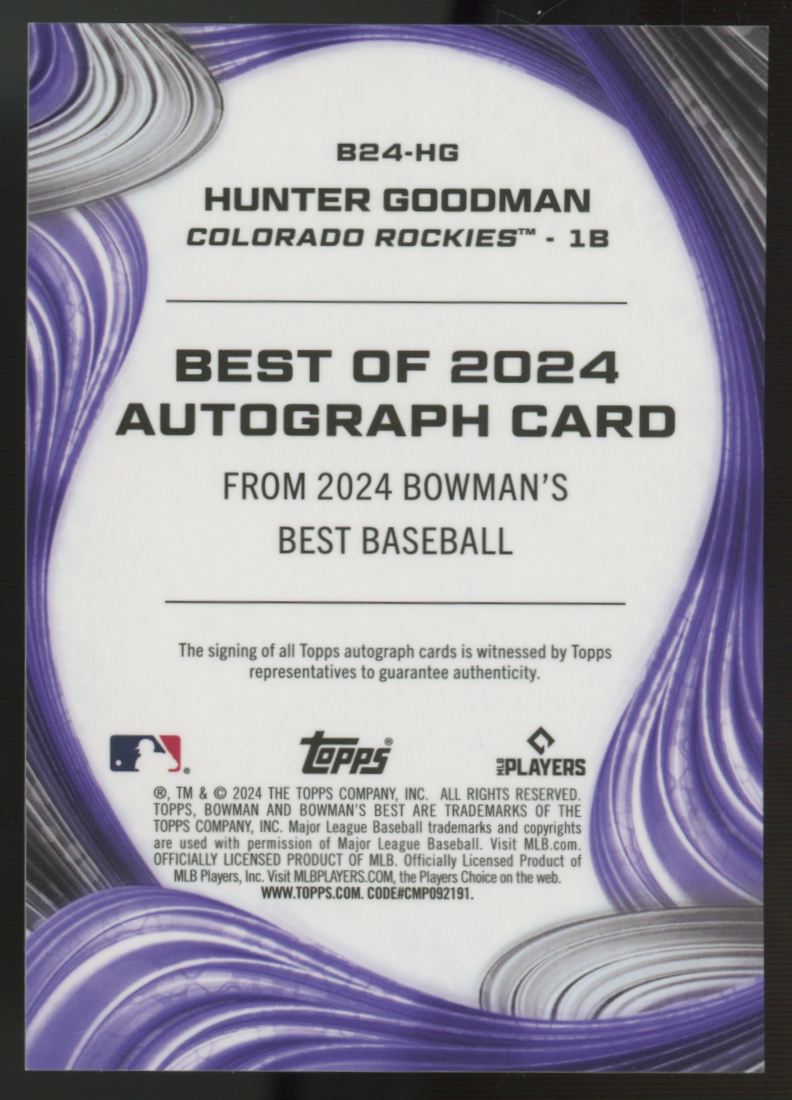 2024 Bowman's Best Hunter Goodman RC Best Of 2024 Auto #B24-HG
