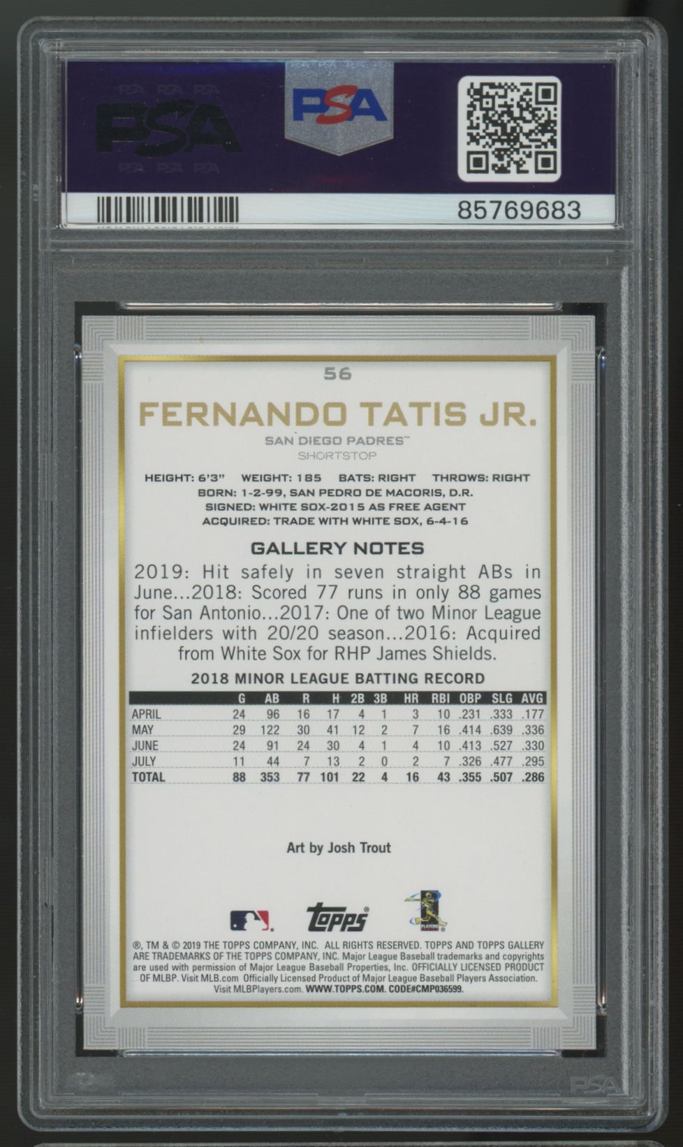 2019 Topps Gallery Fernando Tatis Jr. RC #56 PSA 10 *683