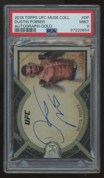 2018 Topps UFC Museum Collection Dustin Poirier Gold Auto /25 #MA-DP PSA 9