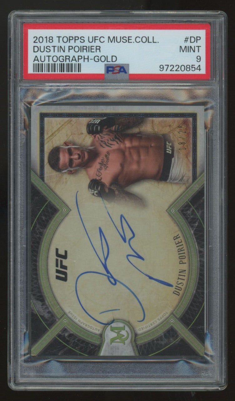 2018 Topps UFC Museum Collection Dustin Poirier Gold Auto /25 #MA-DP PSA 9