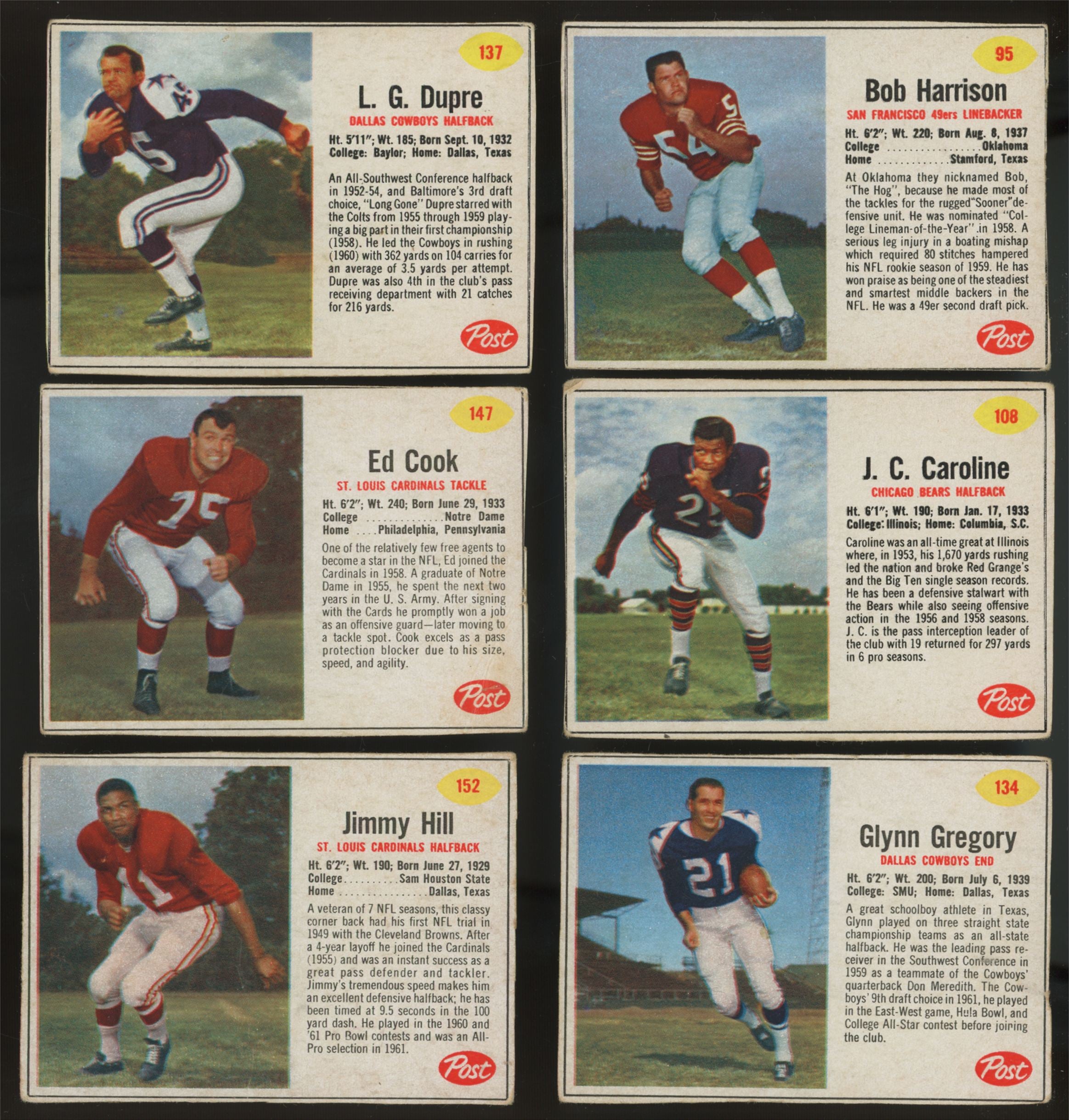 1962 Post Football (Lot Of 18) F/G Overall
