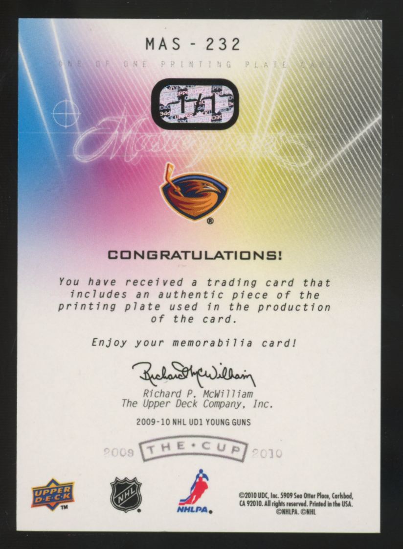 2009-10 UD The Cup Grant Lewis RC Masterpiece Yellow Printing Plate 1/1 #MAS-232