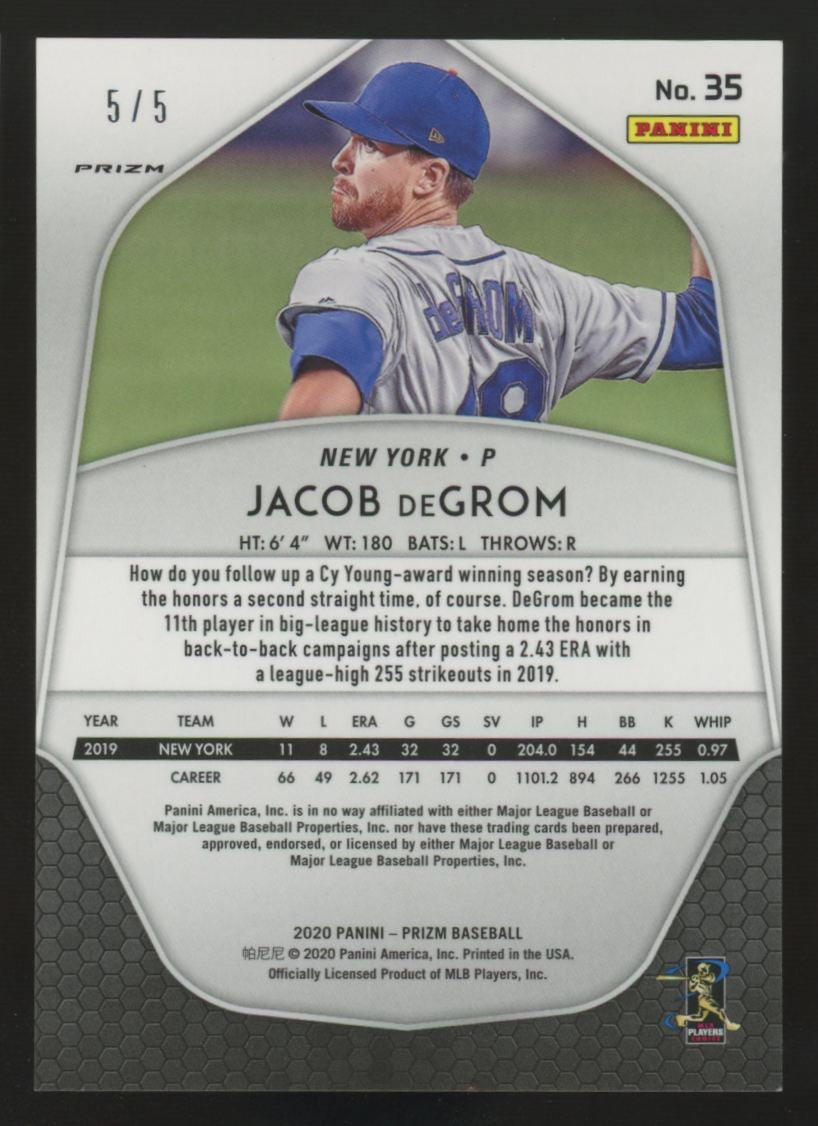 2020 Panini Prizm Jacob DeGrom White Donut Circles /5 #35