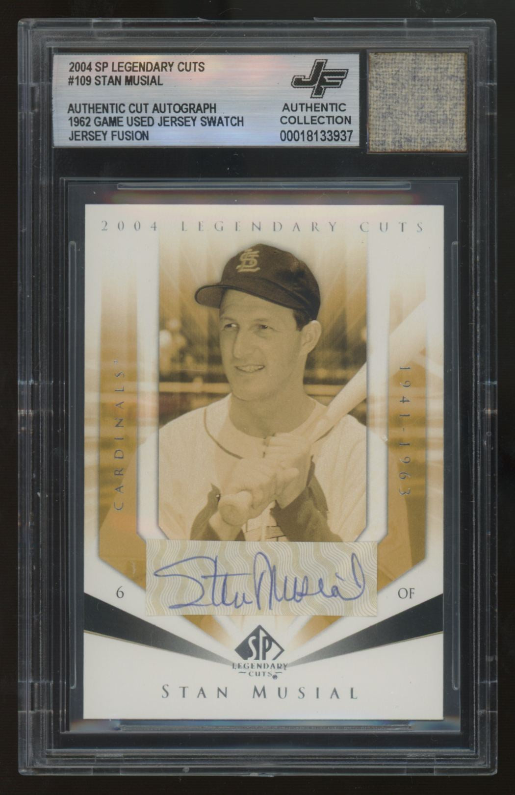 2004 Legendary Cuts Stan Musial Cut Autograph and Patch Jersey Fusion Authentic