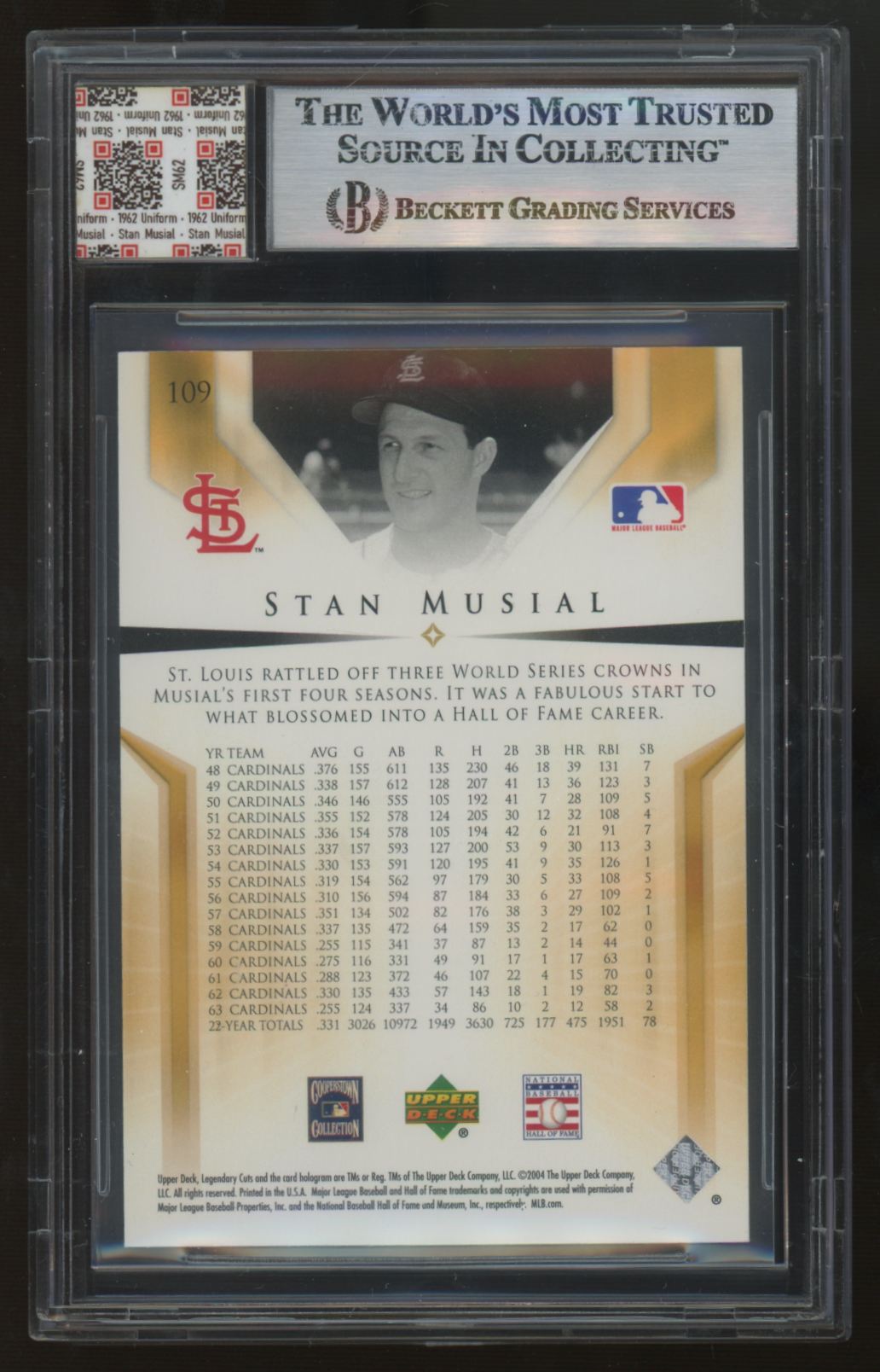 2004 Legendary Cuts Stan Musial Cut Autograph and Patch Jersey Fusion Authentic
