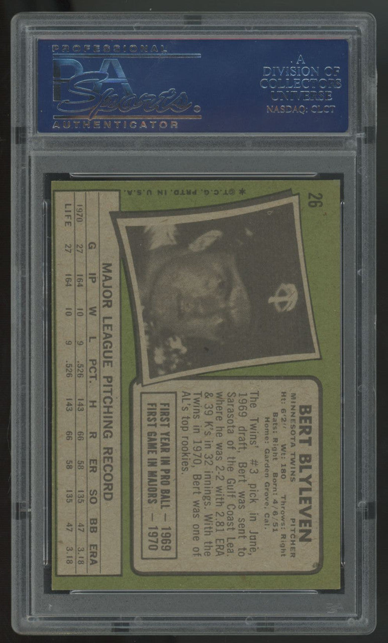1971 Topps Bert Blyleven RC #26 PSA 6