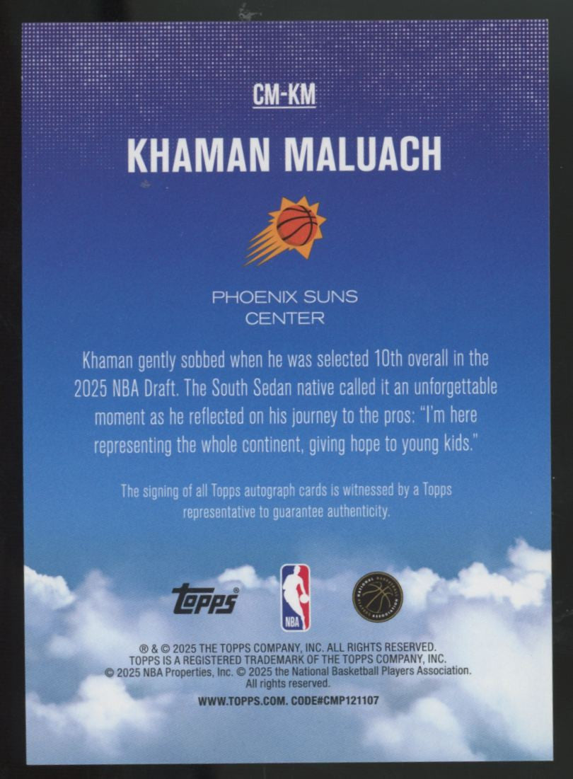 2025-26 Topps Khaman Maluach RC Contemporary Marks Orange Rainbow Auto /25