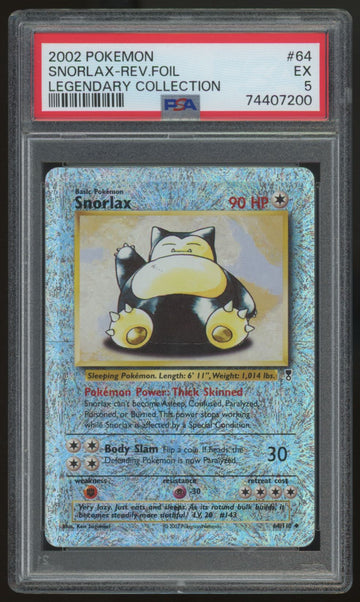 2002 Pokemon Snorlax Legendary Collection Reverse Holo #64 PSA 5