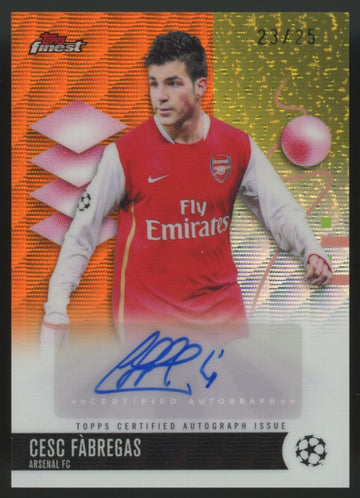 2025-26 Topps Finest UEFA Club Cesc Fabregas Orange Wave Auto /25 #BA-CF