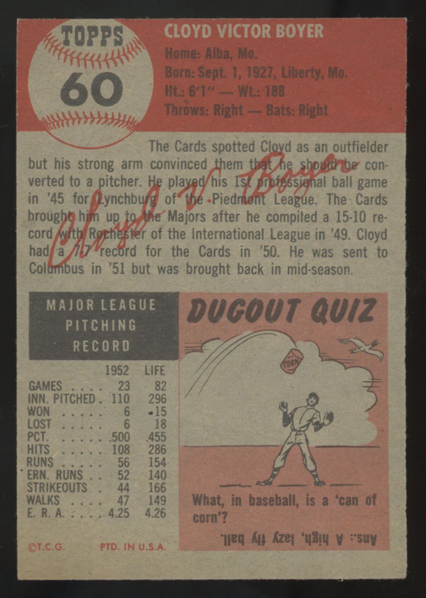 1953 Topps Cloyd Boyer #60 EX/MT