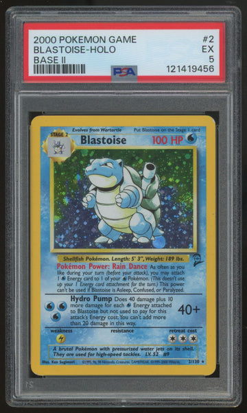 2000 Pokemon Blastoise Base Set II Holo #2 PSA 5