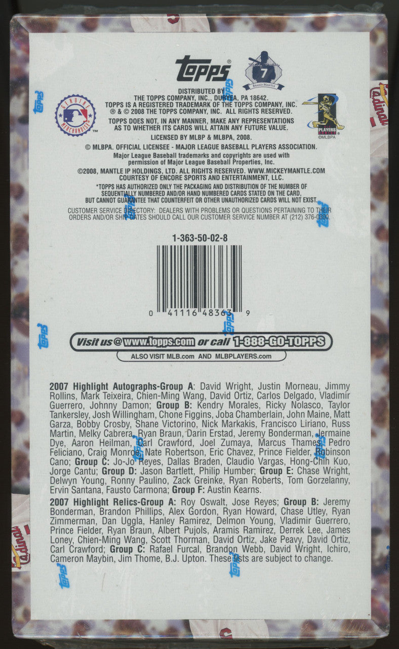 2008 Topps Baseball Series 2 Hobby Box Factory Sealed