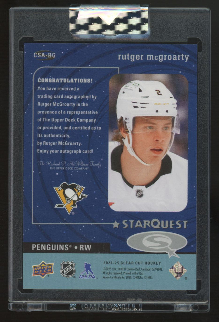 2024-25 Upper Deck Clear Cut Rutger McGroarty StarQuest Auto #CSA-RG