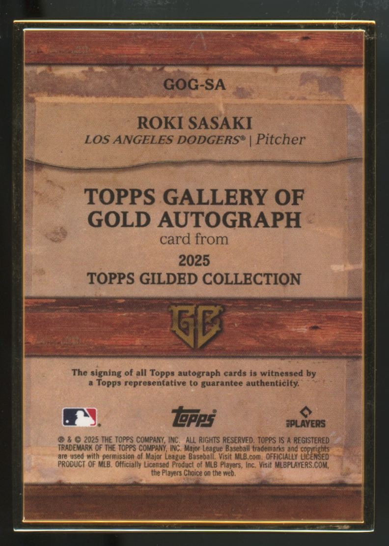 2025 Topps Gilded Roki Sasaki RC Gallery Of Gold Auto /50 #GOG-SA