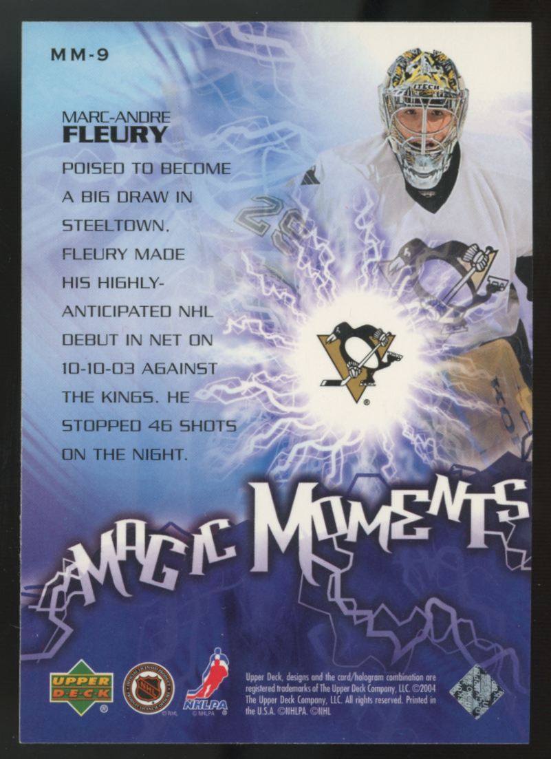 2003-04 Upper Deck Marc-Andre Fleury RC Magic Moments #MM-9