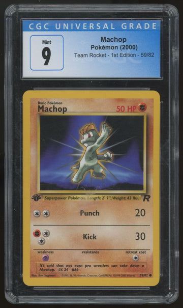 2000 Pokemon Machop Team Rocket 1st Edition #59 CGC 9