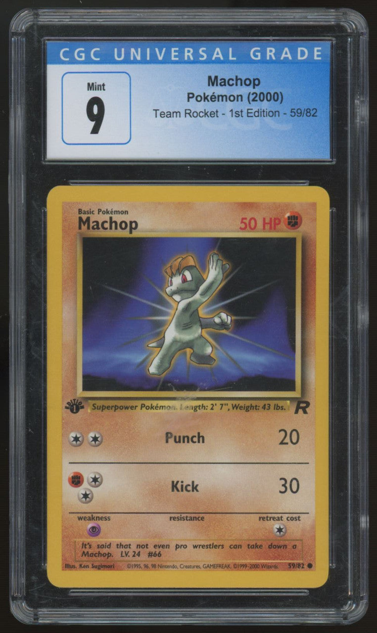 2000 Pokemon Machop Team Rocket 1st Edition #59 CGC 9