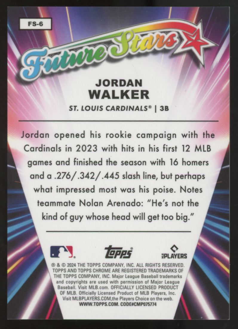 2024 Topps Chrome Jordan Walker Future Stars Black Refractor /10 #FS-6