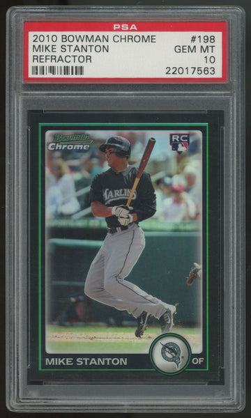 2010 Bowman Chrome Mike Giancarlo Stanton RC Refractor #198 PSA 10