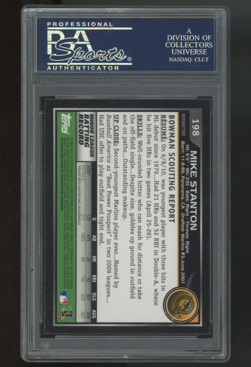 2010 Bowman Chrome Mike Giancarlo Stanton RC Refractor #198 PSA 10