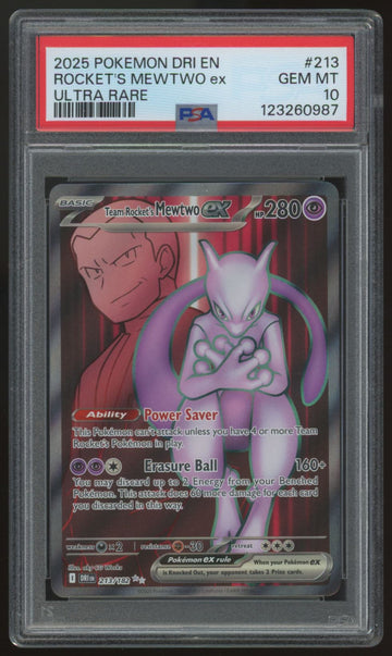 2025 Pokemon Rocket's Mewtwo ex Destined Rivals Ultra Rare #213 PSA 10 (C)