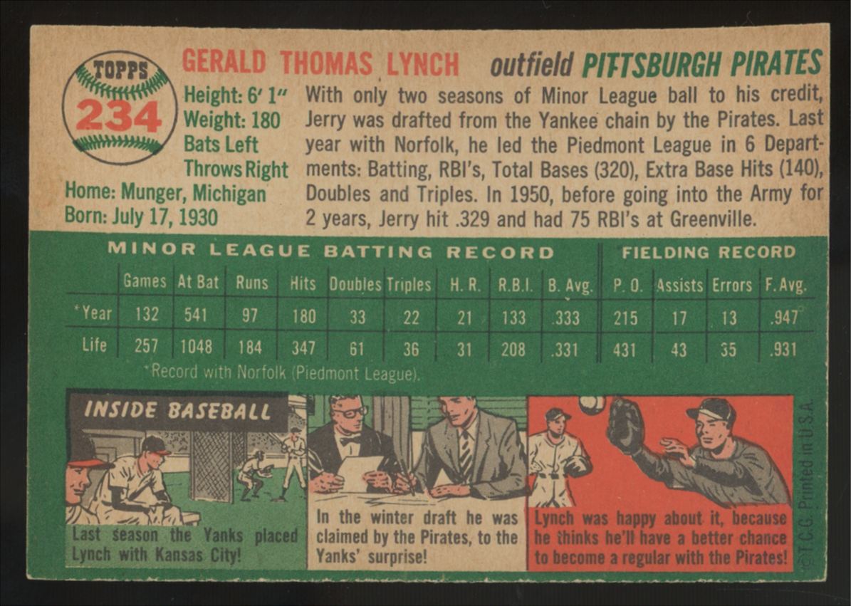 1954 Topps Jerry Lynch #234 NM