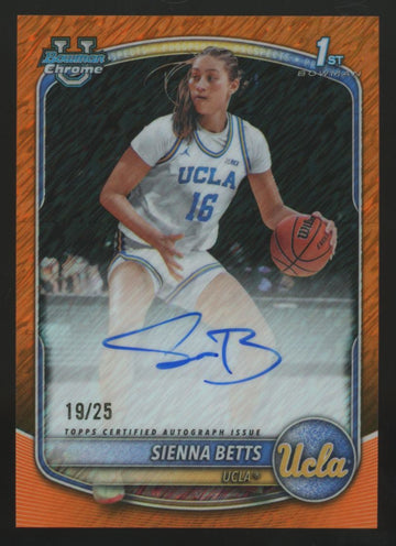 2025-26 Bowman Sienna Betts 1st Orange Shimmer Refractor Auto /25 #CPA-SB